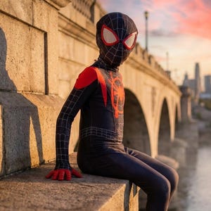 スパイダーマンマスク、ライクラスパンデックス生地、ジッパー付き
