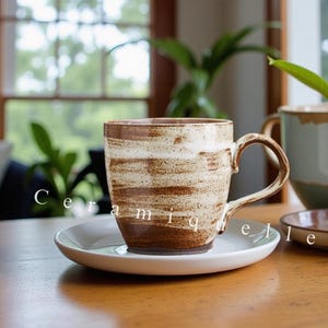 Artisan Pottery Latte Cup: Rustic Stoneware Ceramic Mug