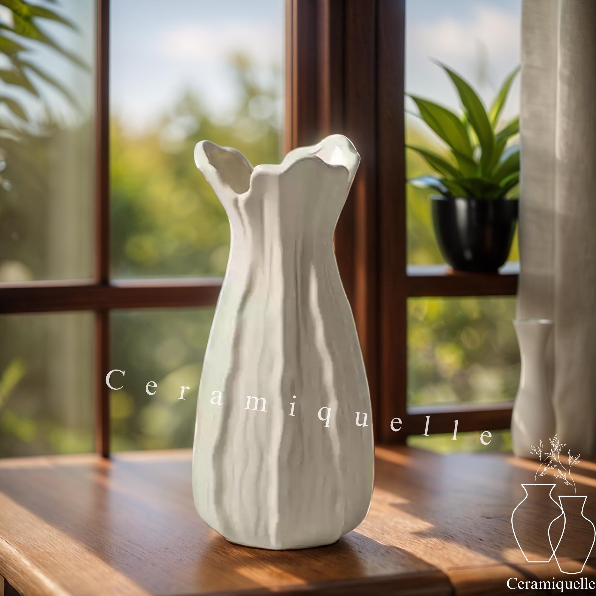 Sculpted Ruffle Ceramic Vase – Ripple Edge Pottery for Japandi ...