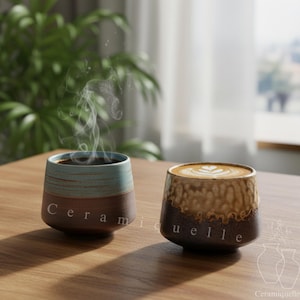 Handmade Stoneware Latte Cup – Rustic Pottery Coffee Mug (150ml)