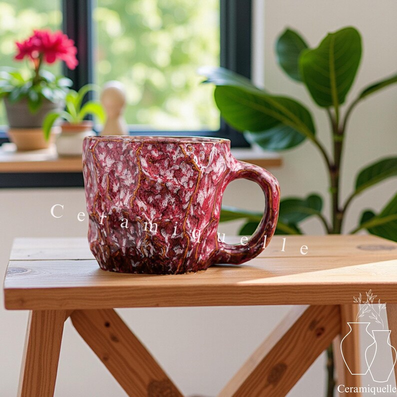 Handmade Ceramic Coffee Mug: Rustic Glazed Stoneware, 12oz Boho Pottery
