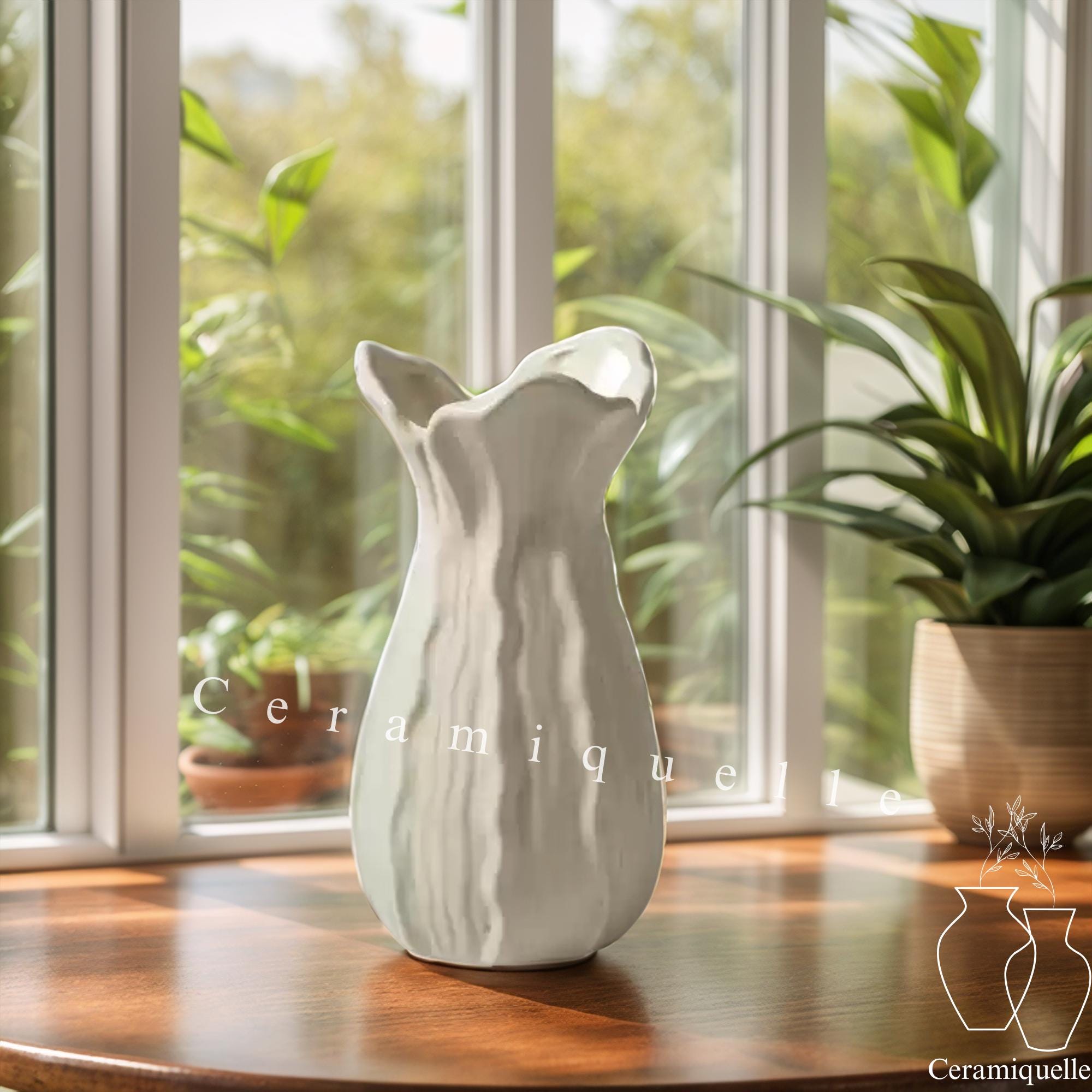 Sculpted Ruffle Ceramic Vase – Ripple Edge Pottery for Japandi ...