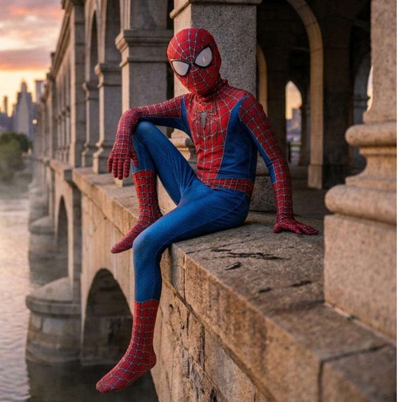 Kids Spider Man costume in red and blue superhero bodysuit
