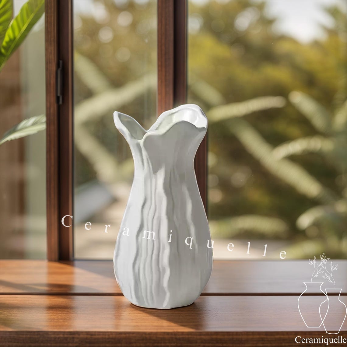 Sculpted Ruffle Ceramic Vase – Ripple Edge Pottery for Japandi ...