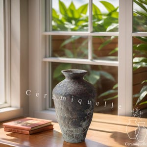 Crafted Ceramic Vase – Wabi Sabi Pottery Flower Holder, Japandi Decor for Living Room or Office, Rustic Earth Tone Minimalist Accent Piece