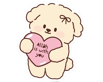 Allah is with you sticker | Teddy Holding Heart Islamic Decal