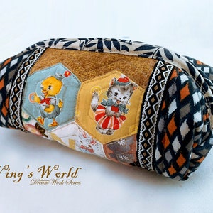 Japanischer Stoff Merry BonBon Patchwork Tasche, Tier Geldbörse, Kosmetiktasche, Stiftetasche, Makeup Tasche