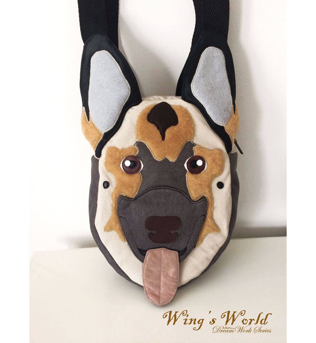 German Shepherd Shoulder Bag Leather Mixed With Fabric Dog - Etsy