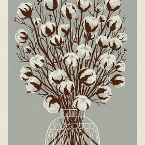 Cotton Branches Screen Print, Home Decor, Wall Art, Botanical, Minimalist Inspired