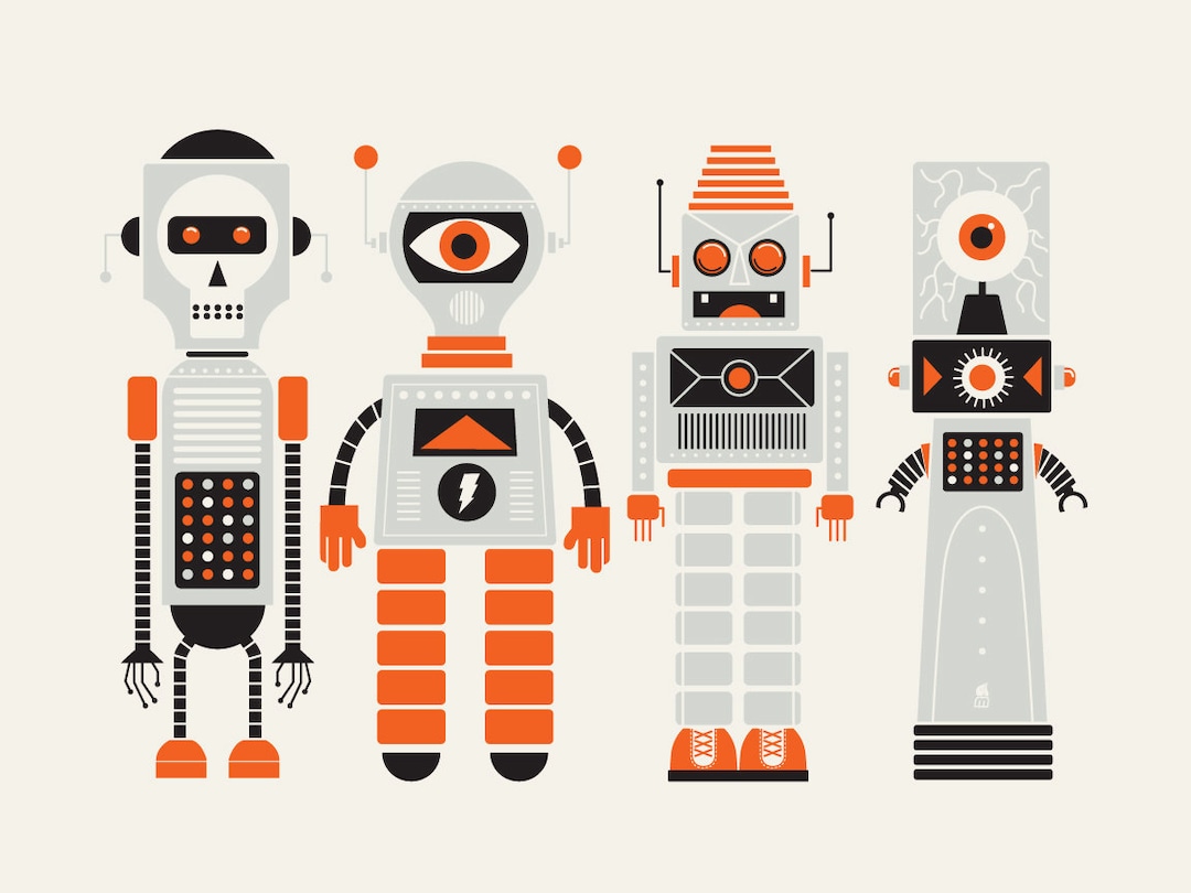 4 Robots Silkscreen - Etsy