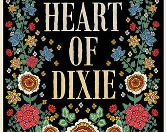 Heart of Dixie silkscreen, Southern, Made in the South, home decor, wall art