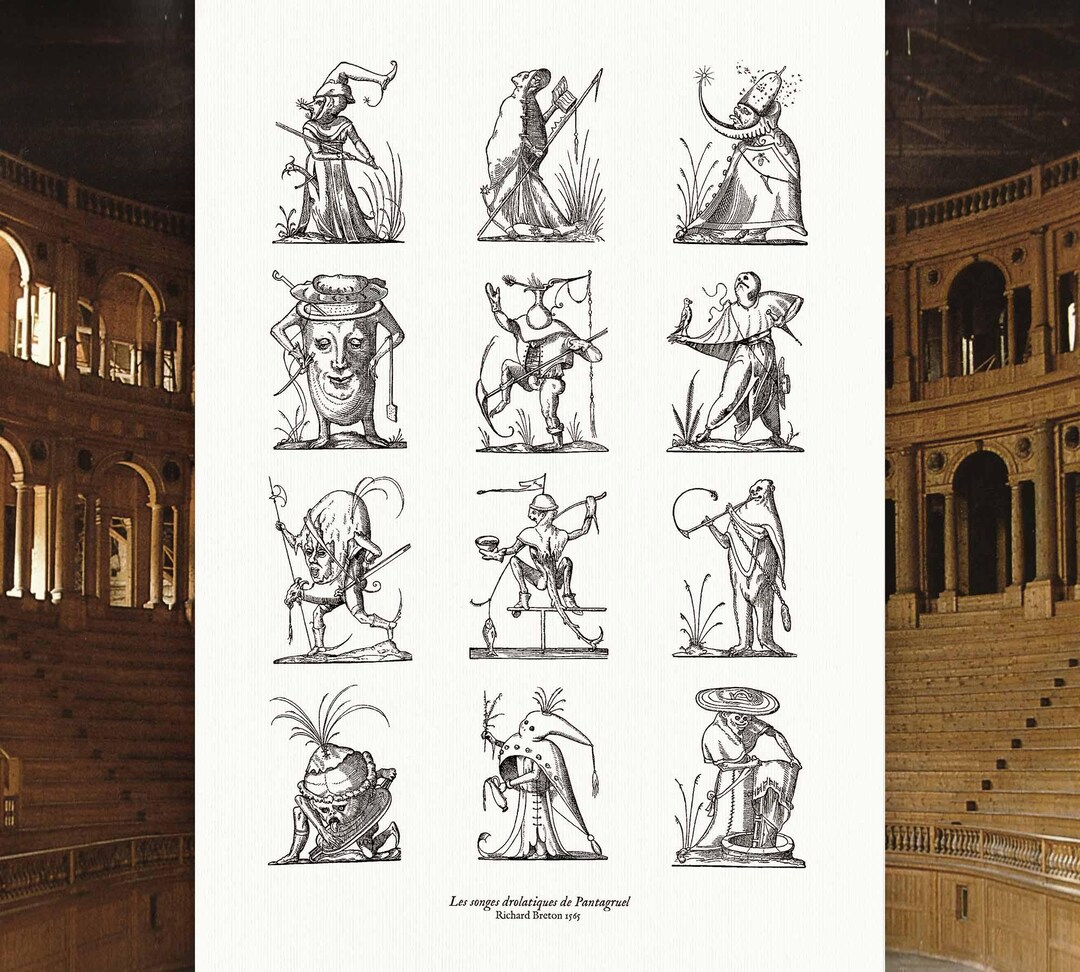Grotesque Print Renaissance Droleries Print: Grotesque Whimsical Art - 1500s Pantagruel ...