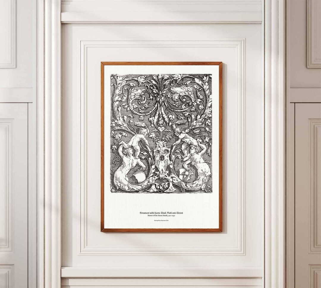 Grotesque Print Grotesque Ornament Print: Renaissance Satyrs, Putti & Skull - Etsy