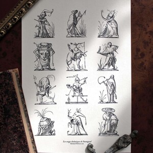 Stampa illustrata del XVI secolo / I sogni drolati di Pantagruel, opera d'arte d'epoca tratta da un raro libro antico