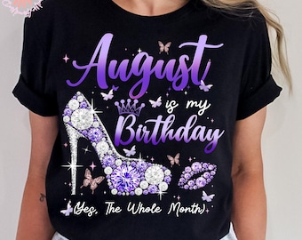 A Queen was Born in August Png, Happy Birthday To Me High Heel Png, Purple High Heel, Ladies Party, Gift for Birthday, Birthday Party Gift