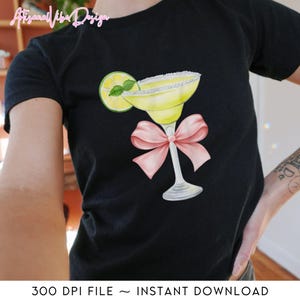Margarita and Bow Coquette Png, Cinco De Mayo T-Shirt Png,Coquette Cinco De Mayo Png, Mexican Festival Png, Let&#39;s Fiesta Png,Cinco De Drinko