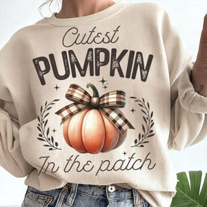 Najsłodsza dynia w łatce PNG, jesienny wzór sublimacji na koszulkę dla dziecka, jesienna słodka dynia w formie clipartu, cyfrowy plik do pobrania na Święto Dziękczynienia