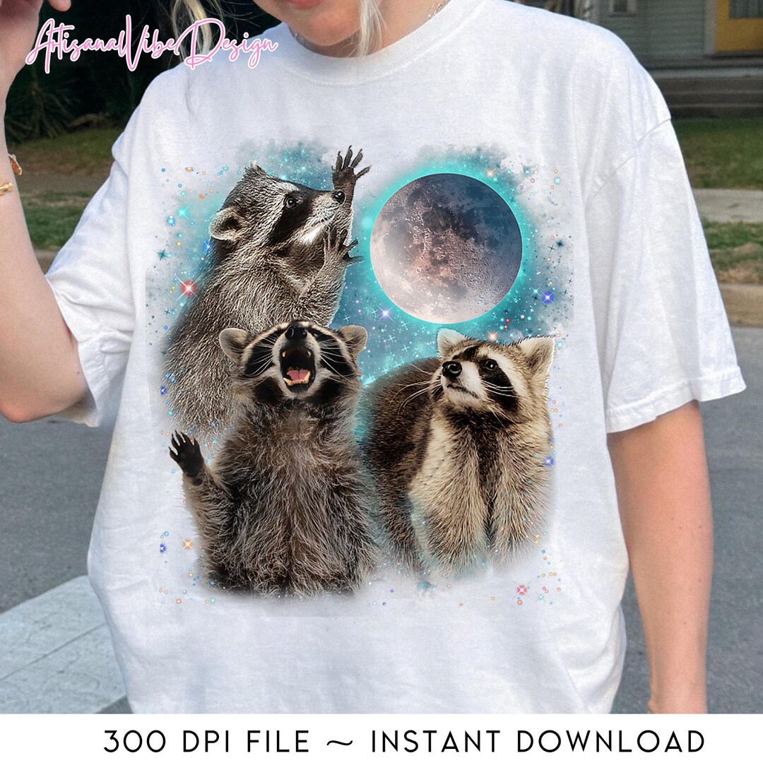 3 Racoon Moon Howling Raccoon Head Funny for Men Png, Three Raccoons ...