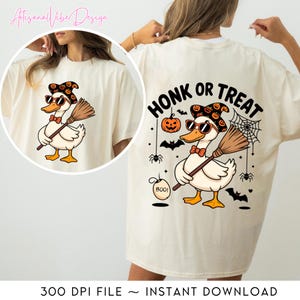 Honk Or Treat Goose Halloween Digital Png, Funny Witch Halloween Goose Png, Spooky Season Png, Halloween Party, Halloween Party Trending Png
