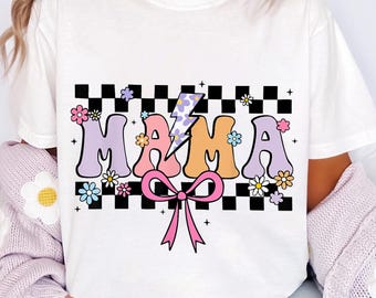 Mama Coquette Bow Png, Retro Mothers&#39; Day Png, Mom Life Png, Motherhood Coquette Bow Checker Png, Sarcastic Mama Retro Png,Floral Motherhood
