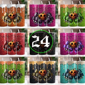 Halloween Tumbler Wrap Bundle, 20 oz Skinny Tumbler Sublimation Design, Digital Download, Straight & Tumbler Wrap PNG, Spooky Fall PNG