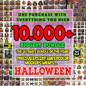 10.000 Halloween film gobelet Wrap Png sublimation, dessins horreur 20 oz skinny gobelet Png Bundle, effrayant film gobelet, téléchargement numérique