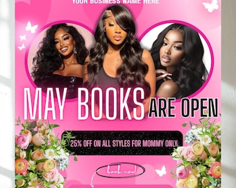 DIY Editable Mother&#39;s Day Booking Flyer Template - May Spring Hair Lash Makeup Nail Appointments Available Flyer