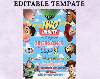Toy Story Birthday Invitation: Cartoon Party, Editable Canva Template (Digital Download)