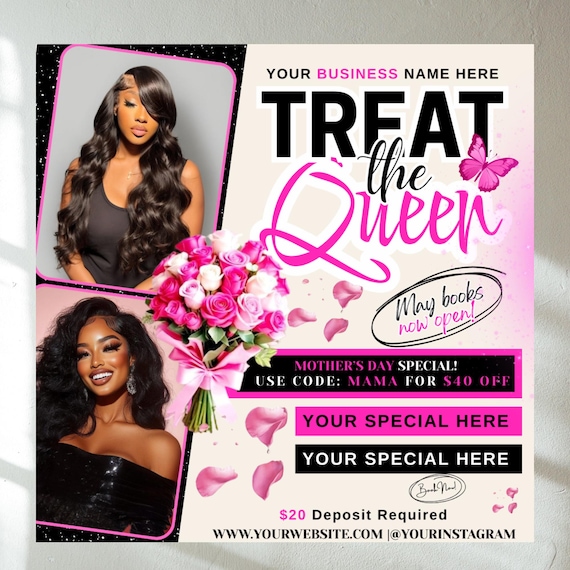 May Booking Flyer: Mother's Day Hair & Beauty Template (Digital Download)