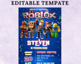 Roblox Birthday Invitation Template: Game Party Invite (5x7 Inch