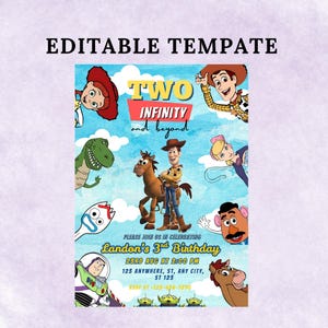 Watercolor Toy Story Birthday Invitation, Toy Story Birthday Party, Kids Digital Invitation, Kids Birthday Party, Instant Download