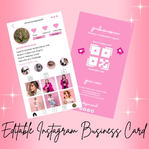 Carte de visite Instagram, modèle de carte de visite modifiable pour les propriétaires d'entreprise, carte de visite Boho Canva, modèle de carte de visite IG Canva