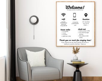 Editable Airbnb Welcome Sign Template: Vacation Rental Printable (Digital Download)