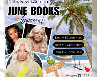 Editable Summer JUNE Bookings flyer, Summer New bookings flyer, book now flyer,Summer appointments, appointment flyer June Booking Flyer