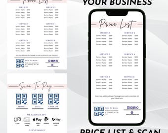 Price List Template, Editable Price List Template Canva, Beauty Salon, Nail Makeup Hair Stylist, Bundle price list, Printable Pricing Guide