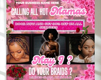 Zöpfe Spezial Flyer: Knotenlose Zöpfe Buchungsvorlage (Digitaler Download)