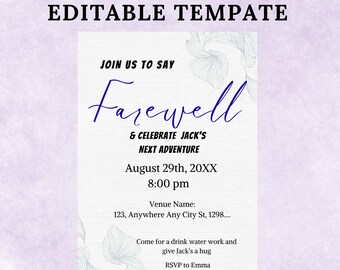 Farewell Party Invitation: Adventure Theme, Printable Template (5x7 inch Digital Download