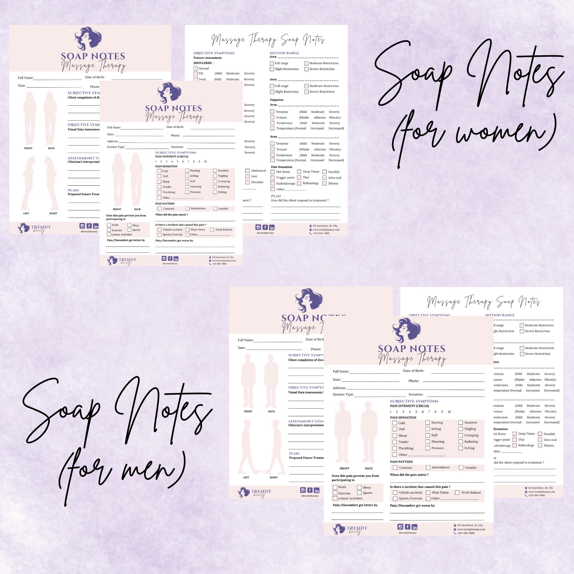 Massage Therapy Forms Bundle: Client Intake, SOAP Notes (canva Template ...