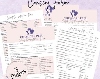 Chemical Peel Consent Form for Estheticians: Customizable Digital Forms on Word, Canva, or PDF for Med Spas and Esthetic Treatments