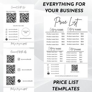 QR-codebord voor kleine bedrijven I Canva-sjabloon bewerkbaar, prijslijstsjabloon en scan-to-Pay-tekensjabloon, neem contact met ons op, betalingsbord