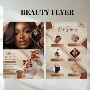 Szablon ulotki DIY Beauty, makijaż włosów, paznokcie, kosmetyczka Botox Spa Bundles Lash Promo, Canva Neutral Beige Instagram ulotka post