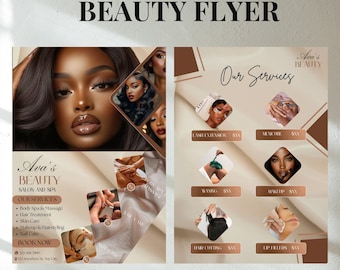 DIY Beauty Flyer Template,Hair Make up Nail,Esthetician Botox Spa Bundles Lash Promo, Canva Neutral Beige Instagram flyer post