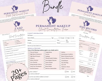 Editable Permanent Makeup Forms: PMU Consent & Aftercare (Digital Download)