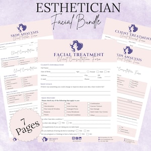 Facial Treatment Forms - Editable Esthetician Templates, Printable Skincare Consent Forms, Beauty Salon Forms, Facial Consultation Form