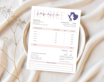 Invoice Template - Minimalist Business Invoice, Small Business Template, Modern Boho Client Invoice, Editable Template, Services Invoice