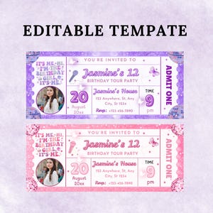 Eras Ticket Invite, Surprise Music Ticket Stub, Birthday Invite, Eras Concert Keepsake Memorabilia Bday Gift, Instant Download Eras Party