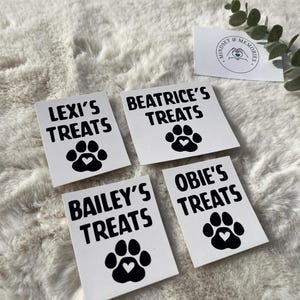 Personalized Pet Treat Jar Vinyl Decal: Custom Name Label