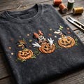 Embroidered Minnie Pluto Goofy Pumpkin Washed Tee, Spooky Disney Halloween Friends Shirts, Disneyland Vacation Shirt, Disney Park Outfit product logo