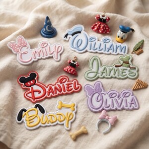 Custom Disney Characters Name Patch, Mickey Mouse Minnie Donald Goofy Iron On Patches, Disney Trip Gift For Kids, Jacket Backpack Patch