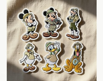 Naszywka haftowana Disney Safari Mickey i Przyjaciele, Naszywki do prasowania Mickey, Naszywka haftowana Disney, Prezent z podróży Disney, na torby i czapki